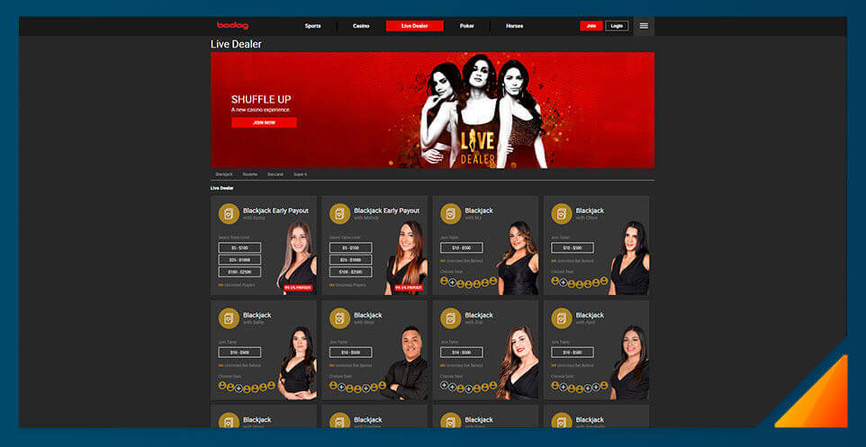 Image of Bodog's Live Dealer Casino