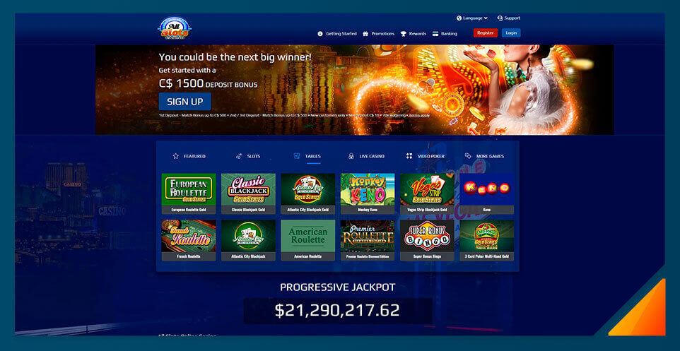 Image of Blackjack games at All Slots Casino