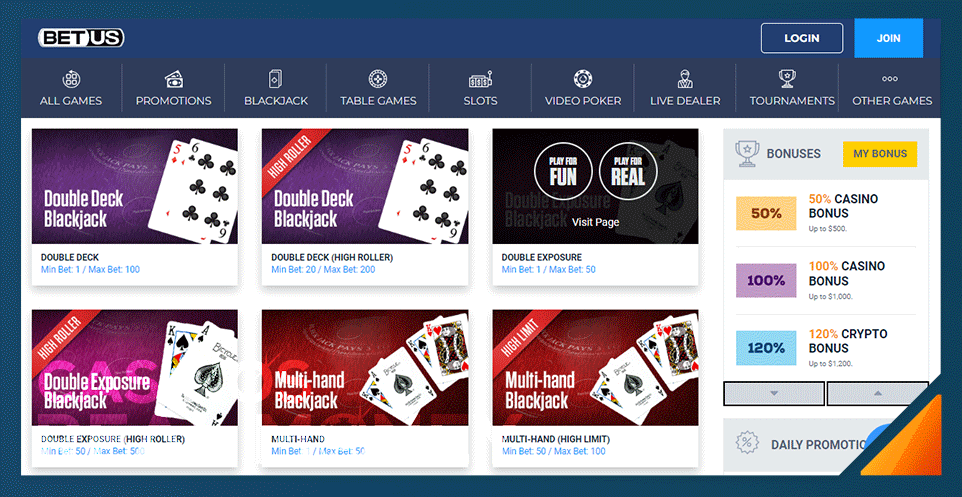 screenshot of the live dealer blackjack product on bet us