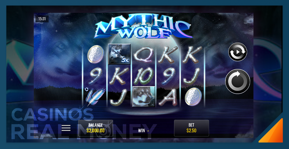 screenshot of mythic wolf slot game