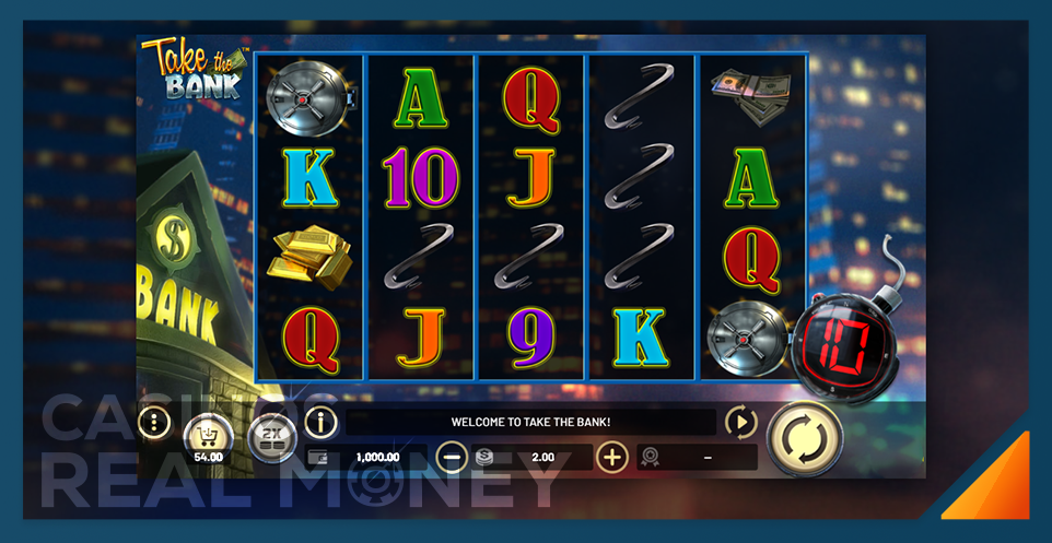 screenshot of take the bank slot game