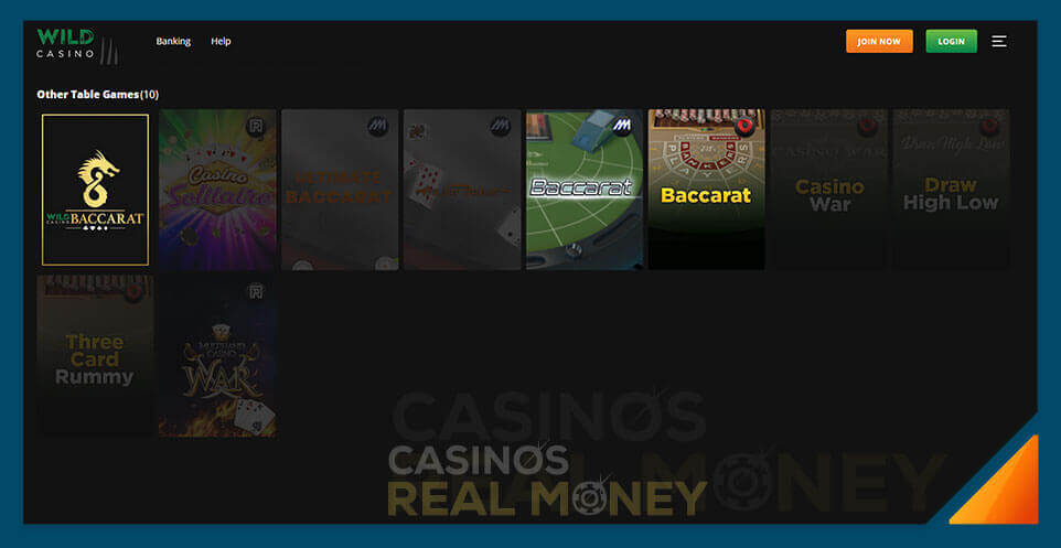 Image of Real Money Baccarat Casino Wild Casino