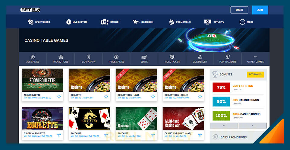 Image of Casino Games at BetUS Online Casino