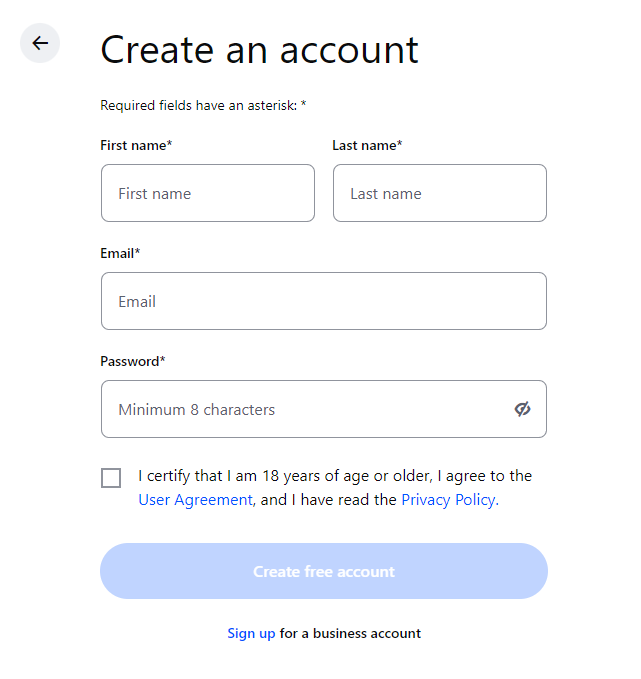 step 2 create account with crypto exchange