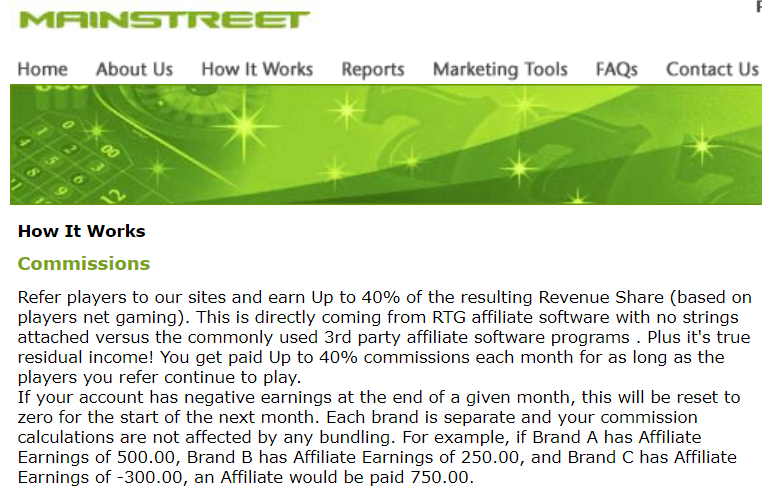 Mainstreet affiliates commission plan image 