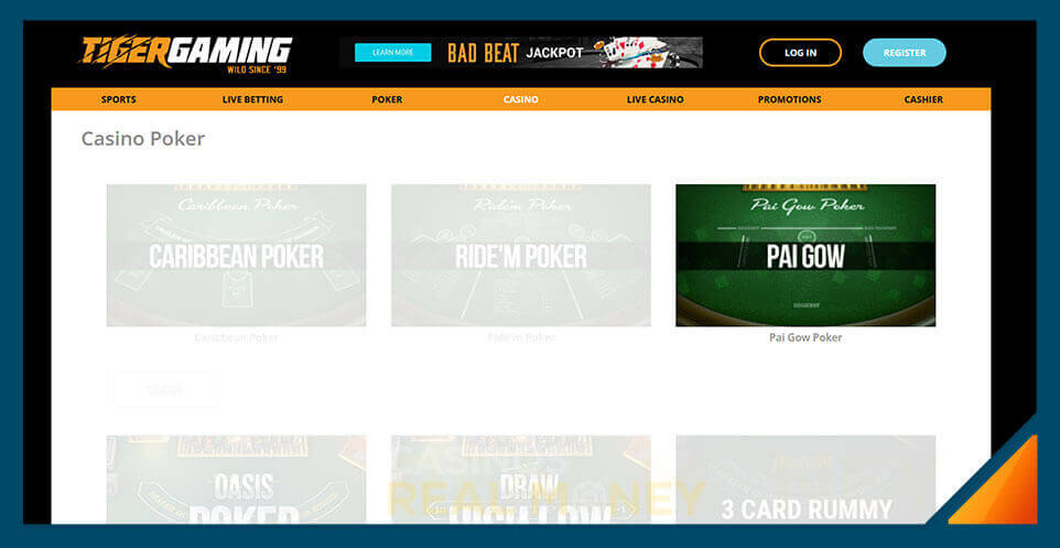 Image of Real Money Pai Gow Poker at Tiger Gaming