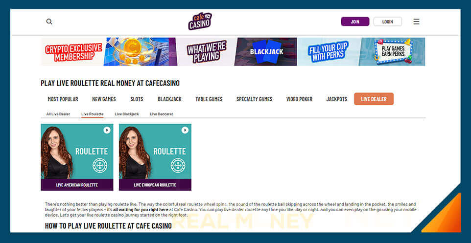 Image of Cafe Casino Live Roulette Casino